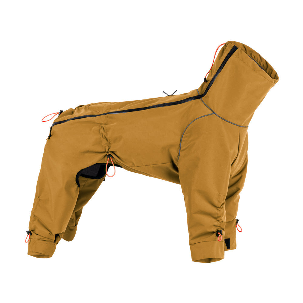 Large dog four-legged jacket Windproof turtleneck sweater Outdoor warm all-inclusive dog clothing Pet clothing